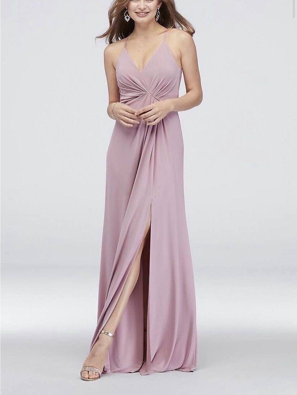 Elegant Dusty Rose Spaghetti Strap Evening Dress bridesmaid dress